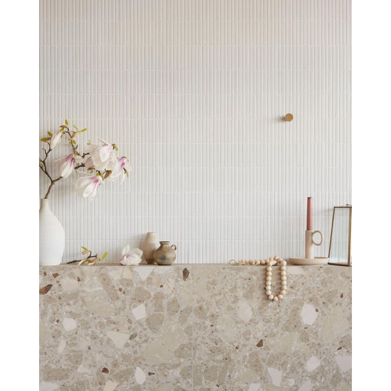 Carrelage sol / mur effet terrazzo 80x80 cm monaco r beige (vendu par boite de 1,28m2)