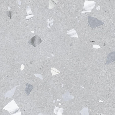 Carrelage sol / mur effet terrazzo 80x80 cm. RIBE R GRIS (vendu par boite de 1,28m2)