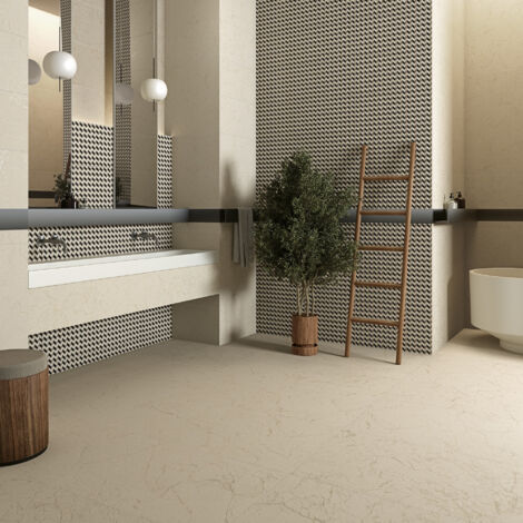 Carrelage sol / mur effet terrazzo beige 80x80 cm CREAM R DUNE (vendu par boite de 1,28m2)