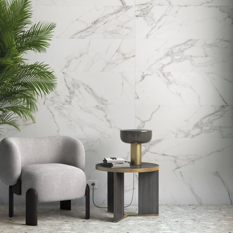 Carrelage sol / mur effet terrazzo brillant 80x80 cm monaco r gris pulido (vendu par boite de 1,26m2)