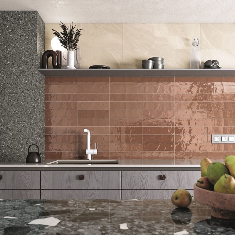 Carrelage sol / mur effet terrazzo brillant 80x80 cm monaco r negro pulido (vendu par boite de 1,26m2)