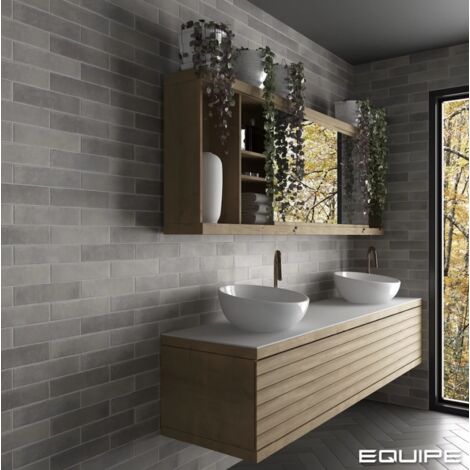 Carrelage sol / mur effet zellige bejmat gris 6x24,6 cm mate ARGILE CONCRETE (vendu par boite de 0,50m2)
