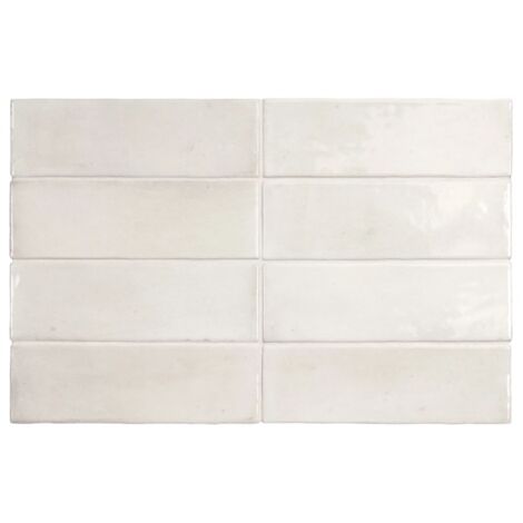 Carrelage sol / mur effet zellige bejmat marocain 5X15 cm blanc brillant 5X15 cm COCO WHITE WALL (vendu par boite de 0,50m2)