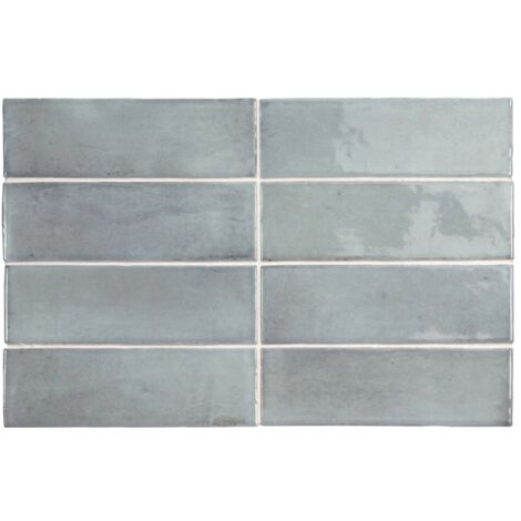 Carrelage sol / mur effet zellige bejmat marocain 5X15 cm bleu brillant 5X15 cm COCO BLUE GRASS WALL (vendu par boite de 0,50m2)