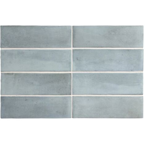 Carrelage sol / mur effet zellige bejmat marocain 5X15 cm bleu mate 5X15 cm COCO BLUE GRASS MATT (vendu par boite de 0,50m2)