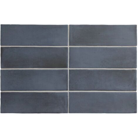 Carrelage sol / mur effet zellige bejmat marocain 5X15 cm bleu mate 5X15 cm COCO BLUE NIGHT MATT (vendu par boite de 0,50m2)
