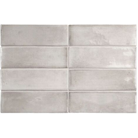 Carrelage sol / mur effet zellige bejmat marocain 5X15 cm gris brillant 5X15 cm COCO AMBER GREY WALL (vendu par boite de 0,50m2)
