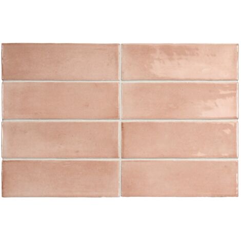 Carrelage sol / mur effet zellige bejmat marocain 5X15 cm rose brillant 5X15 cm COCO ORCHARD PINK WALL (vendu par boite de 0,50m2)