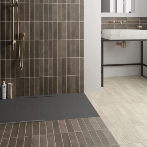 Carrelage sol / mur effet zellige bejmat marron 6x24,6 cm mate ARGILE CACAO  (vendu par boite de 0,50m2)