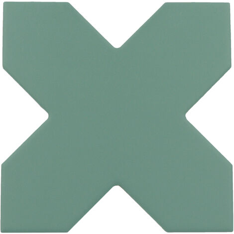 Carrelage sol / mur forme croix vert 12X12 cm PORTO CROSS PICKLE GREEN (vendu par boite de 0,49m2)