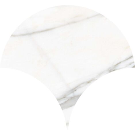 Carrelage sol / mur forme écaille de poisson grand format effet marbre blanc NIKOI TULUM VERBIER
