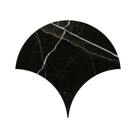 Carrelage sol / mur forme écaille de poisson grand format effet marbre noir NIKOI TULUM MACAO