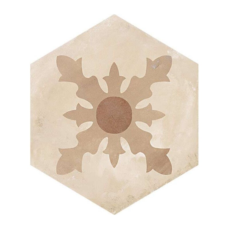 Carrelage sol / mur hexagonal effet ciment 25 x 21.6 cm terra cardinale hexagonal beige (vendu par boite de 1,17m2)