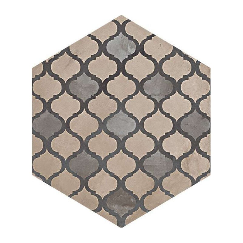Carrelage sol / mur hexagonal effet ciment 25 x 21.6 cm terra coloniale hexagonal (vendu par boite de 1,17m2)