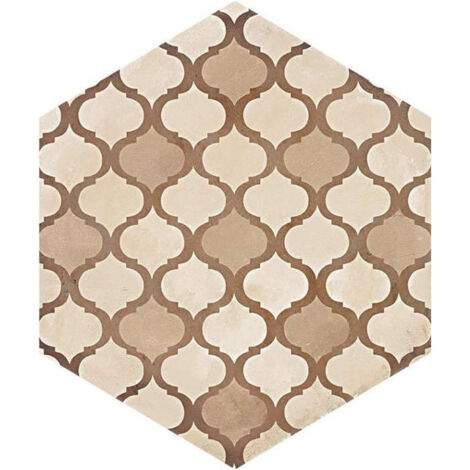 Carrelage sol / mur hexagonal effet ciment 25 x 21.6 cm TERRA COLONIALE HEXAGONAL BEIGE (vendu par boite de 1,17m2)