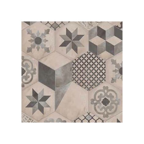 Carrelage sol / mur hexagonal effet ciment 25 x 21.6 cm TERRA MIX PATCHWORK GRIS (vendu par boite de 1,17m2)