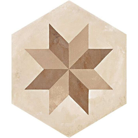 Carrelage sol / mur hexagonal effet ciment motif étoile 25 x 21.6 cm TERRA STELLA HEXAHONAL (vendu par boite de 1,17m2)