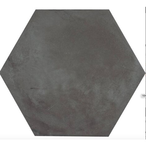 Carrelage sol / mur hexagonal effet ciment vieilli gris anthracite 25x21,6 cm TERRA NERO HEXAGONAL  (vendu par boite de 1,17m2)