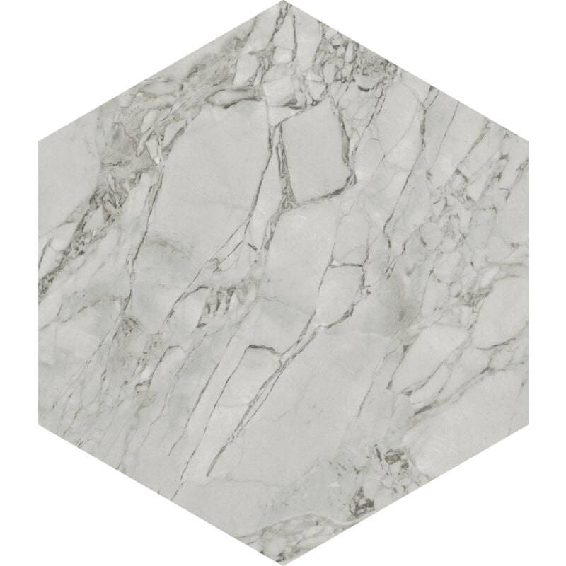 Carrelage sol / mur hexagonal effet marbre gris mate 25x21,6 cmSCULTOREA foam grey esagona J470 (vendu par boite de 1,17m2)