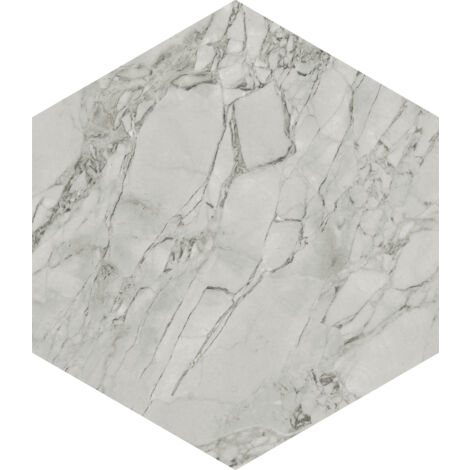 Carrelage sol / mur hexagonal effet marbre gris mate 25x21,6 cmSCULTOREA foam grey esagona J470  (vendu par boite de 1,17m2)
