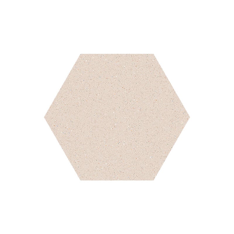 Carrelage sol / mur hexagonal effet terrazzo grand format beige 51,9x59,9 cm micra Hexagono Crema (vendu par boite de 0,93m2)