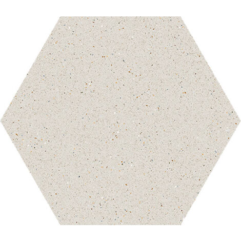 Carrelage sol / mur hexagonal effet terrazzo grand format blanc 51,9x59,9 cm  MICRA Hexagono Blanco (vendu par boite de 0,93m2)