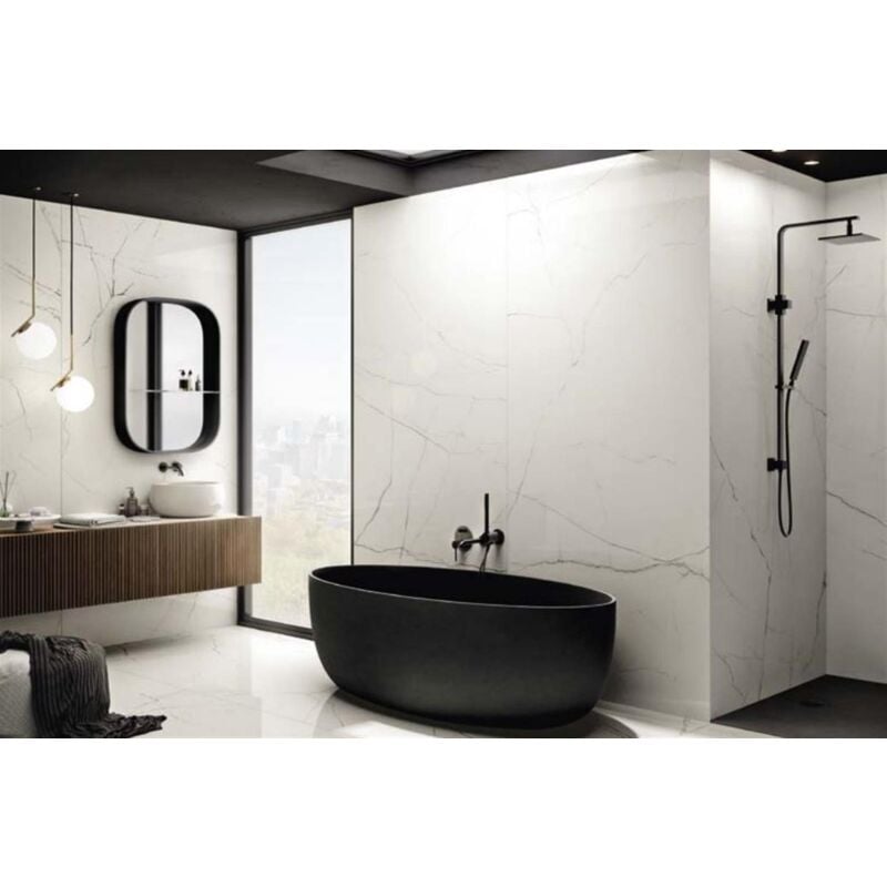 Carrelage effet marbre sol /mur intérieur the room 60x120 cm - Bianco Lappatto