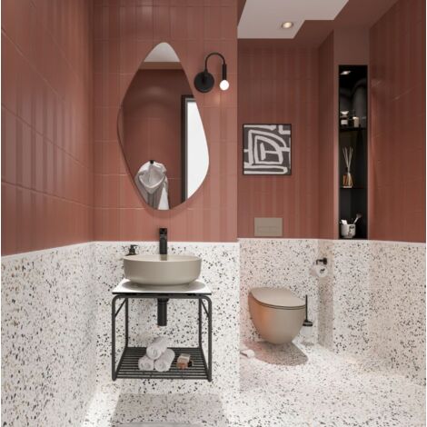 Carrelage sol uni effet terrazzo blanc 60 x 120 cm – Mat intérieur/extérieur – Pose facile et esthétique moderne