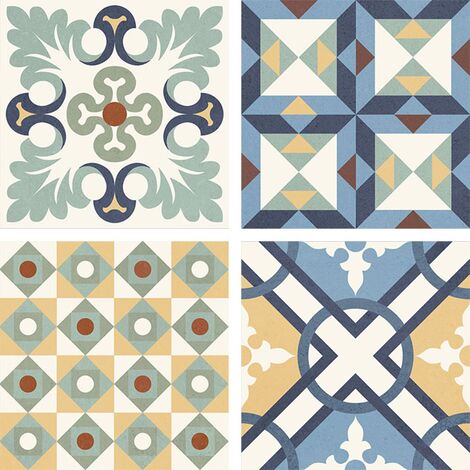 Carrelage style ancien ciment coloré provençal style d'antan HERITAGE MIX 16.5x16.5 cm - 0.55m²