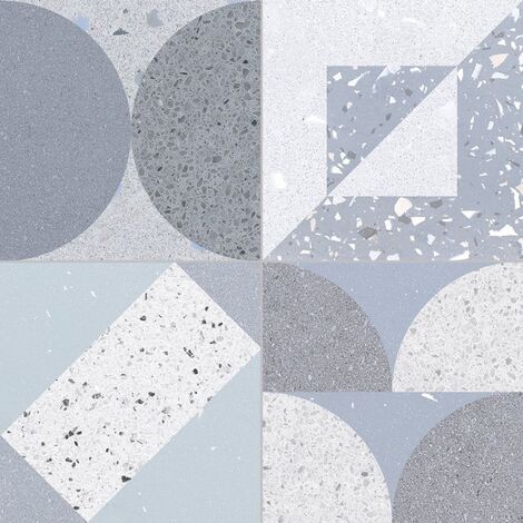 Carrelage style ciment terrazzo FUSION BLUE 33x33 cm R9 - 1.32m²