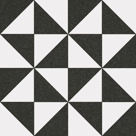 Carrelage style ciment triangles blanc noir 20x20 cm 1900 TERRADES Grafito - 1m²