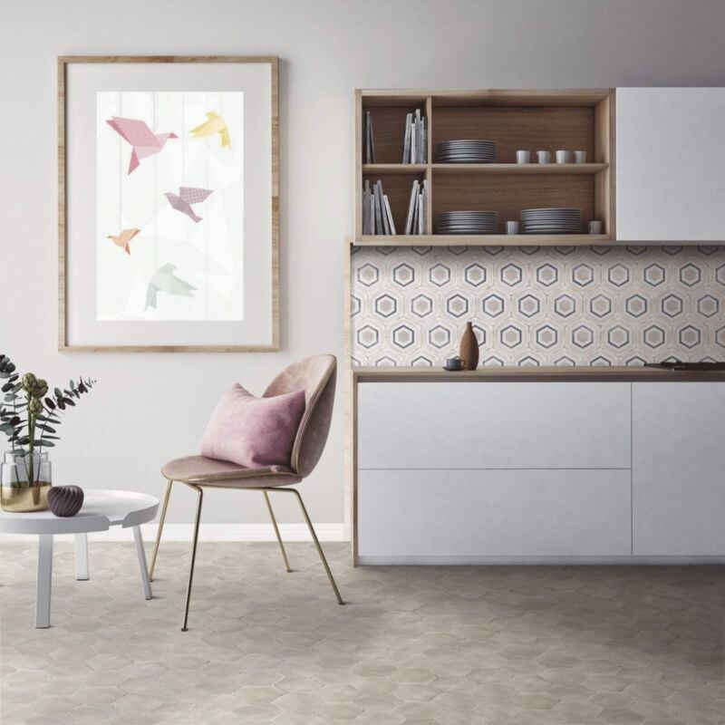 Carrelage Imitation Carreaux de ciment capri 14x16 Tiberio Taupe - Les Carreaux de Jean