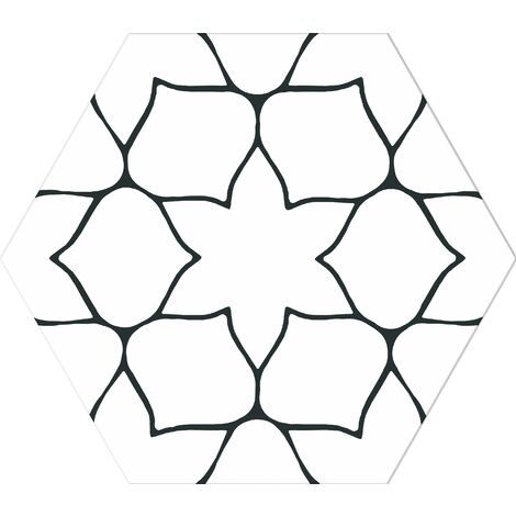 Carrelage tomette décorée KERNA WHITE 28.5X33 - 1 m²