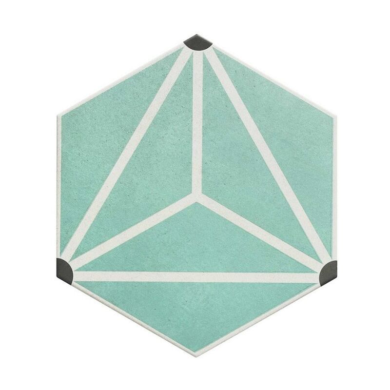 Carrelage tomette géométrique 33x28.5 osaka aqua - 1m²