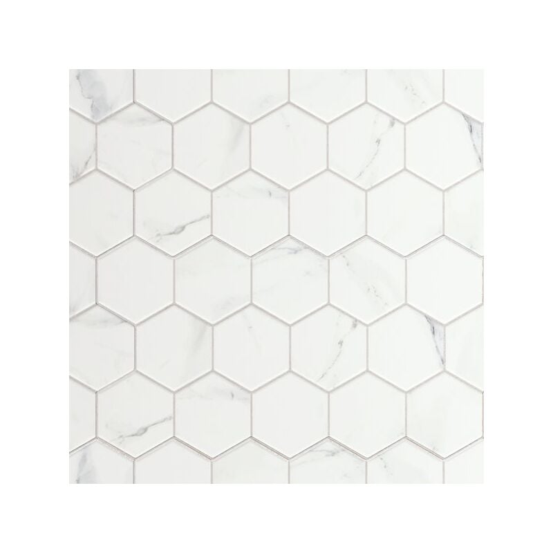 Carrelage tomette marbré 26.5x51 cm hex calacatta- 0.95m²