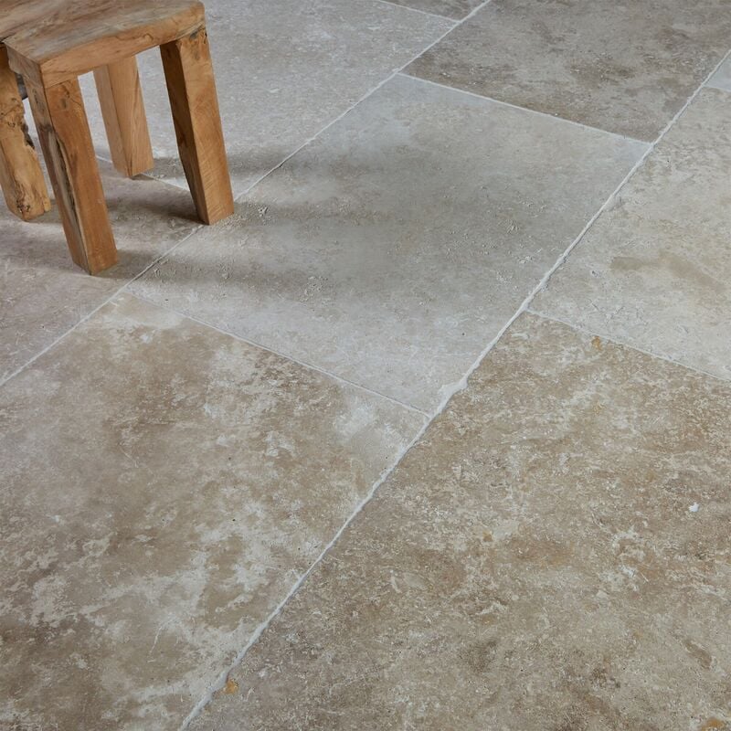 Carrelage Travertin 1er choix - 91,5x61x1,2 cm - Beige Mix (vendu par dalle de 0,55 m²)