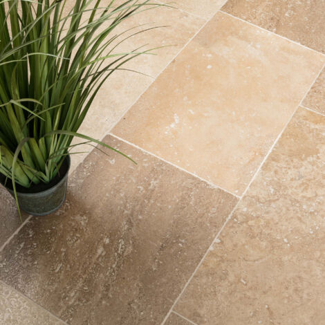 Carrelage Travertin 1er choix - Longueur Librex40,6x1,5 - Beige Sahraï (vendu par lot de 1 m²)