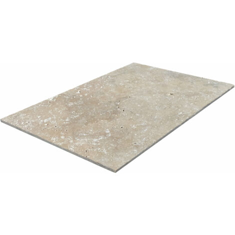 Carrelage travertin 1er choix mix beige 61x91x1,2cm – Surface texturée pour adhérence – Résistant aux intempéries – 1 m²