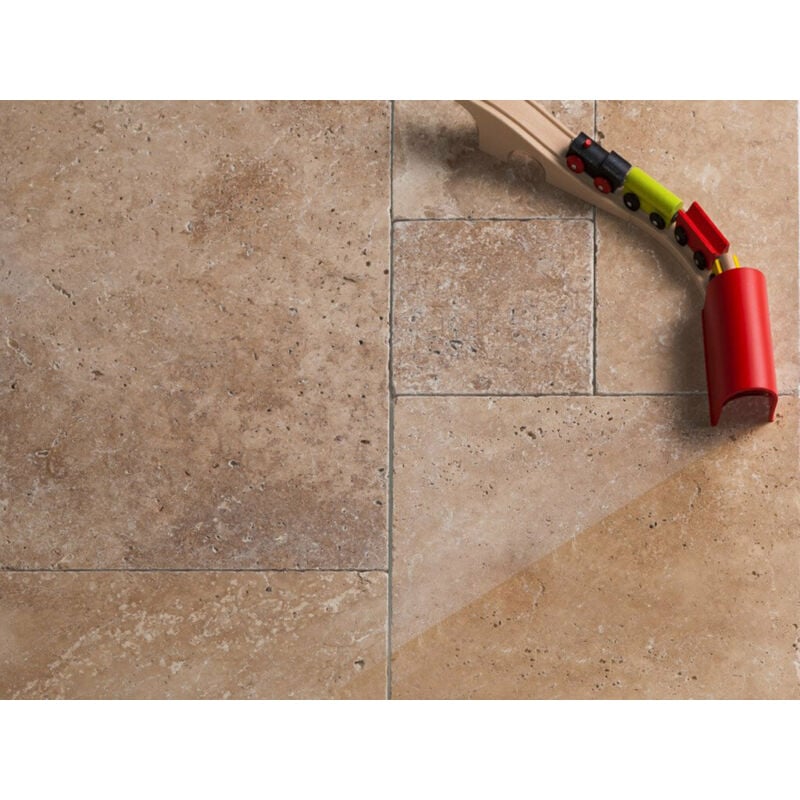 Stone By Stone - Carrelage Travertin 1er Choix - Noce - Opus 4x1,2cm - Vieilli - (0,74 m²)