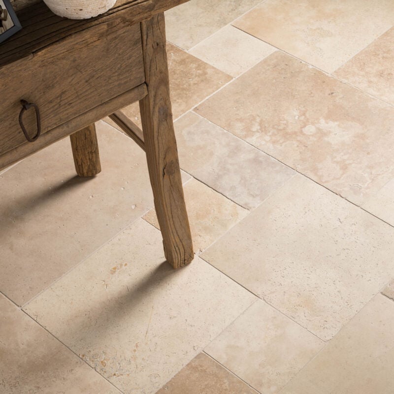 Carrelage Travertin 1er choix - Opus 4x1,2 cm - Beige Mix (vendu par paquet de 0,74 m²)