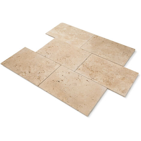 Carrelage travertin 2nd choix 61x40,6x1,2 cm – Beige clair – Surface 0,2476 m² – Pour revêtements intérieurs et extérieurs