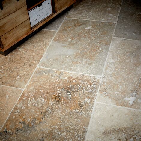 Carrelage travertin 2nd choix 90x60cm – Beige mix – Dalle de 0,54 m² pour intérieur et extérieur – Résistant à l'humidité