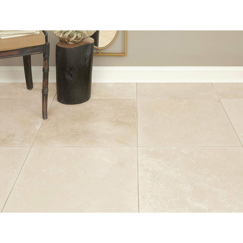 Stone By Stone - Carrelage Travertin Adouci Rebouché - Crème - 40,6x61x1,2cm - Adouci Rebouché - (1 m²)