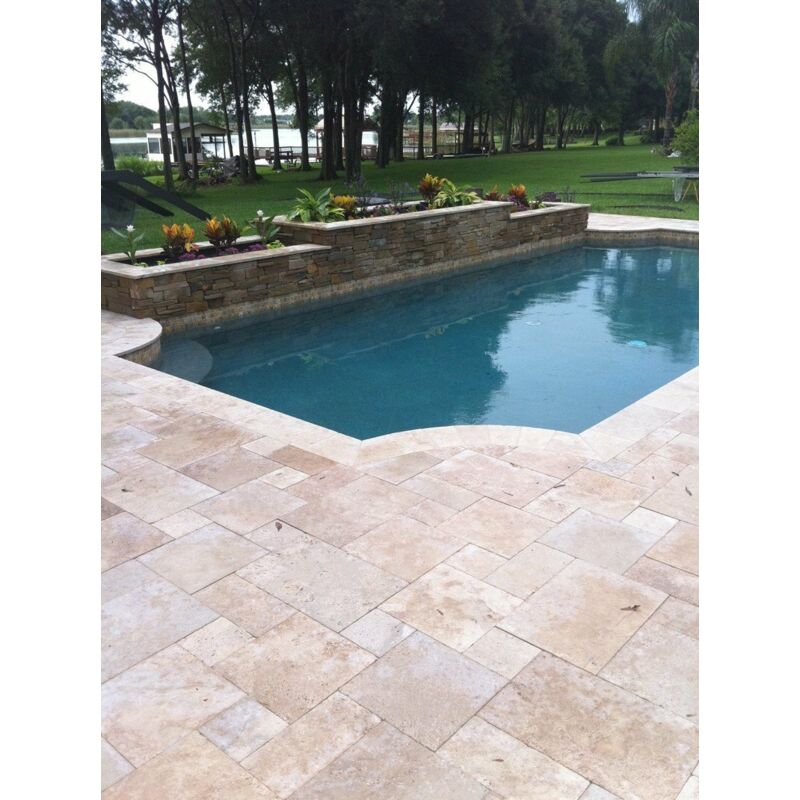 Stone By Stone - Carrelage Travertin Rustique - Mix Beige - Big Opus x1,5cm - Vieilli - (1,67 m²)