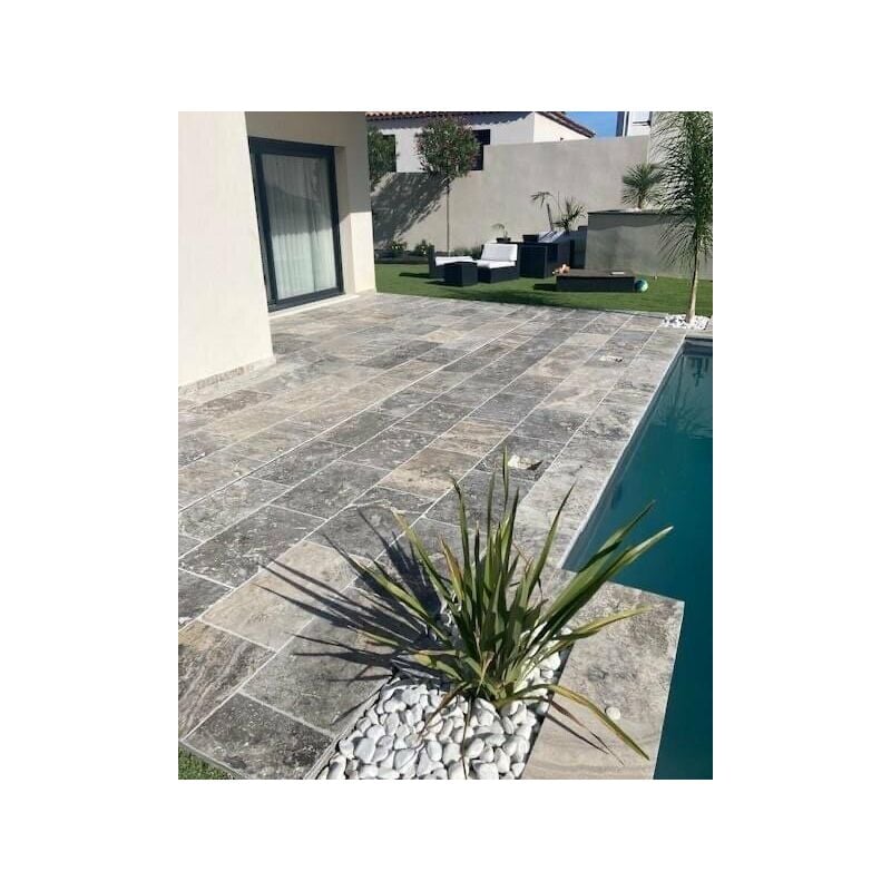 Stone By Stone - Carrelage Travertin Rustique - Silver - 40,6x61x1,2cm - Vieilli - (1 m²)