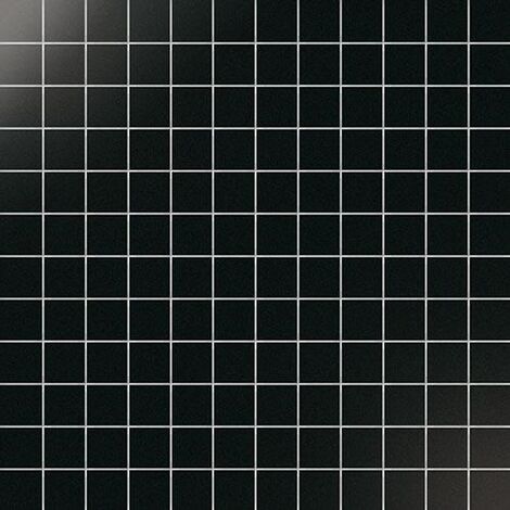 Carrelage uni 5x5 cm noir brillant LAVA sur trame - 1m²