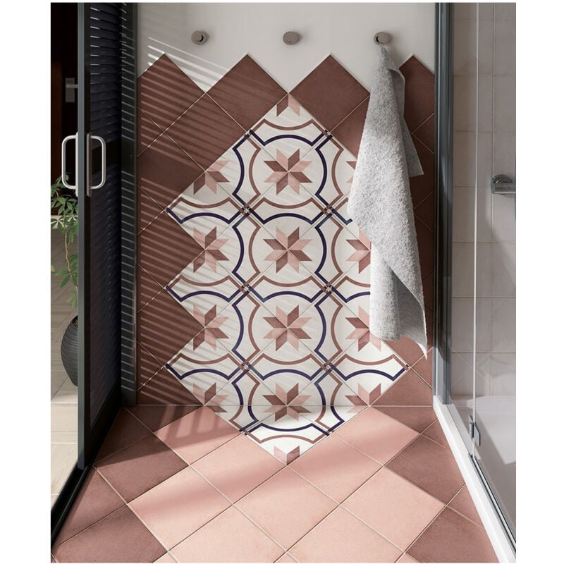 Carrelage grès cérame effet carreau ciment ART NOUVEAU UNI 20x20 cm Rose - Mat - boîte de 1 m2 - Gioia Materia