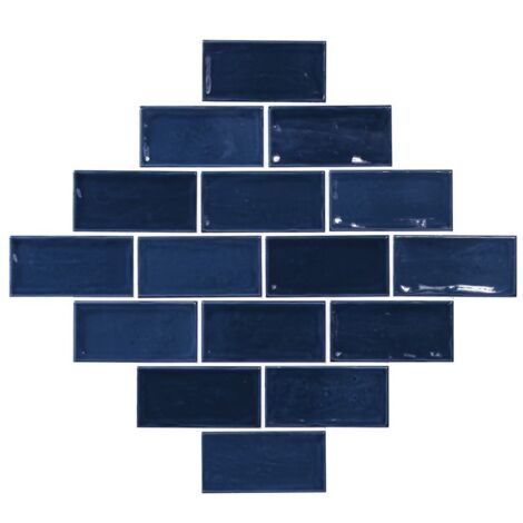 Carrelage Zellige bleu foncé brillant 7.5x15 cm – Fini brillant pour faïences murales – Ambiance élégante et intemporelle – El Barco