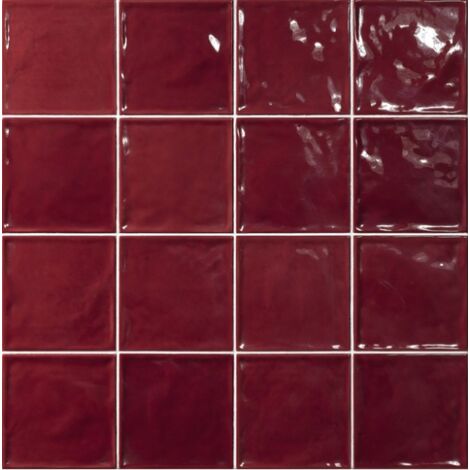 Carrelage Zellige Pompei rouge Brillant 15x15 cm