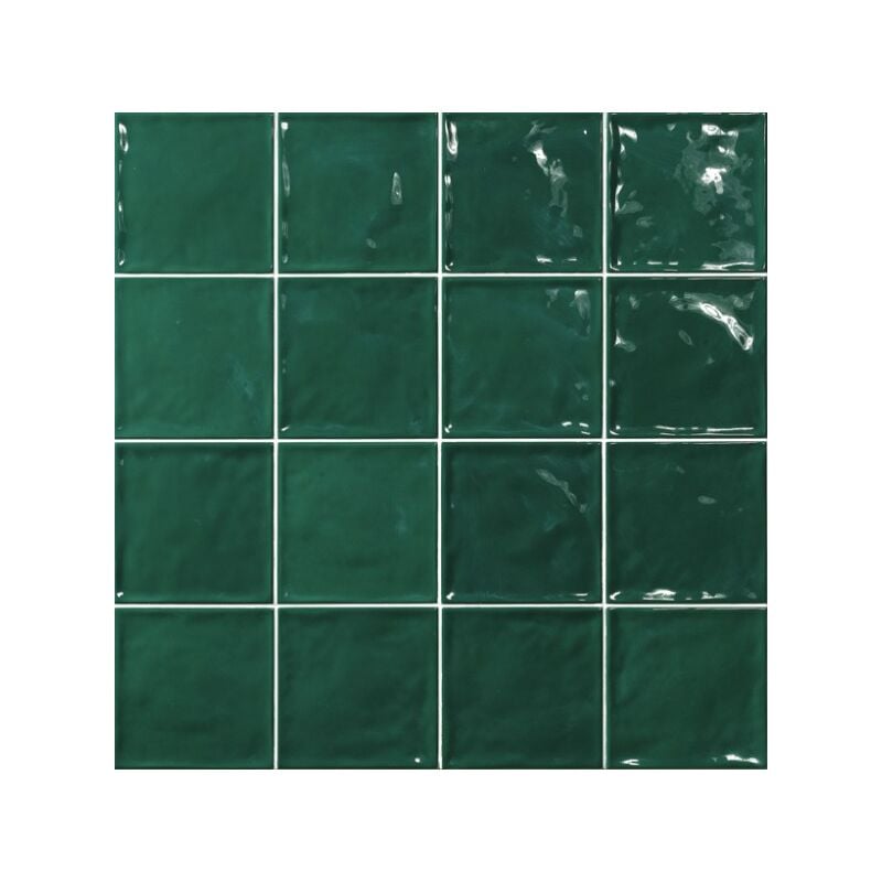 Tinker - Carrelage Zellige Pompei vert Brillant 15x15 cm